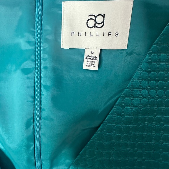AG Phillips Teal Designer Sheath Dress Size 12 - Picture 7 of 9
